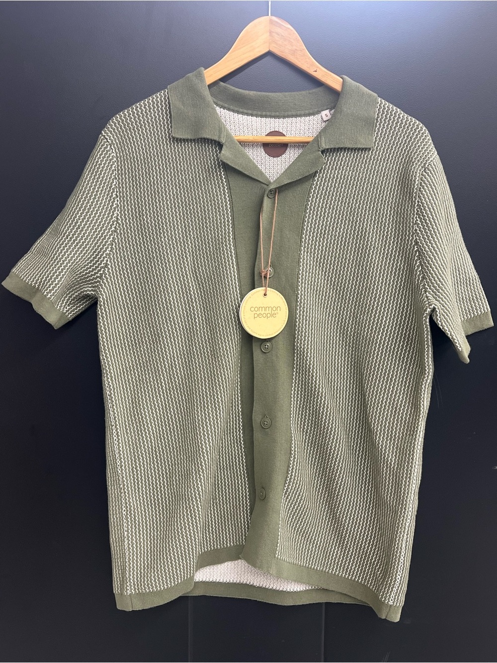Common People Slate Color Short-Sleeve Button-Down Knit Shirt